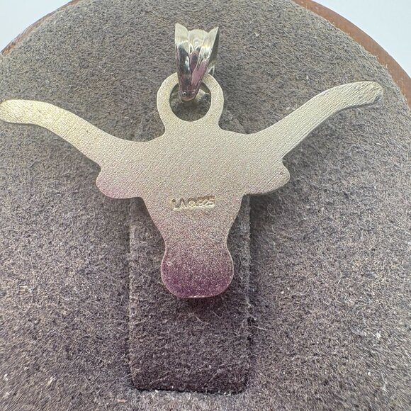 VTG Solid Sterling Silver 925 Longhorn Bull Design Pendant Size 1" Length - Picture 4 of 8